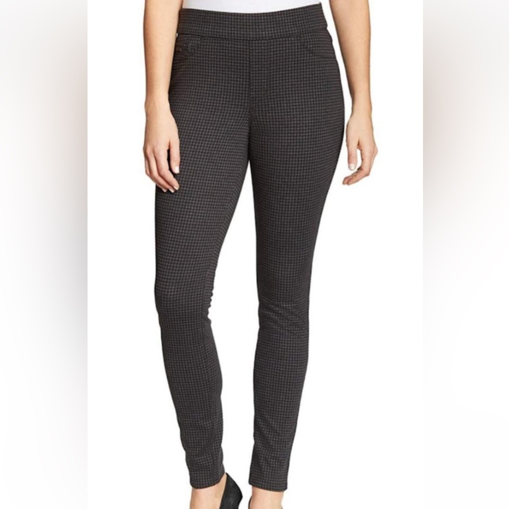 Nine West Gray Black Houndstooth Heidi Pull On Skinny Pants Size 12